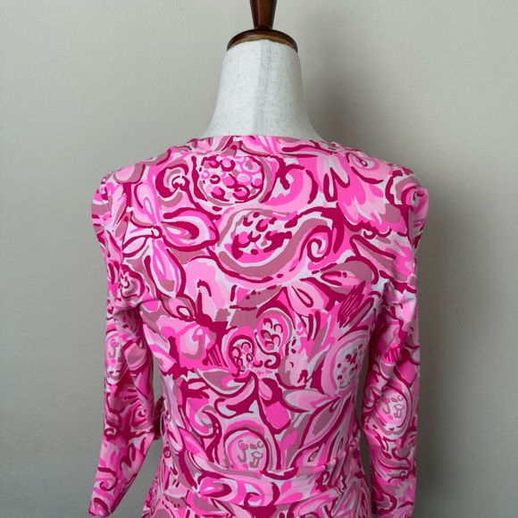 Lilly Pulitzer Karlie Wrap Romper in Pink Pout‎ Mango Salsa - Picture 10 of 13